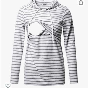 GINKANA Women's Nursing Hoodie Sweatshirt Long Sleeves Breastfeeding Top